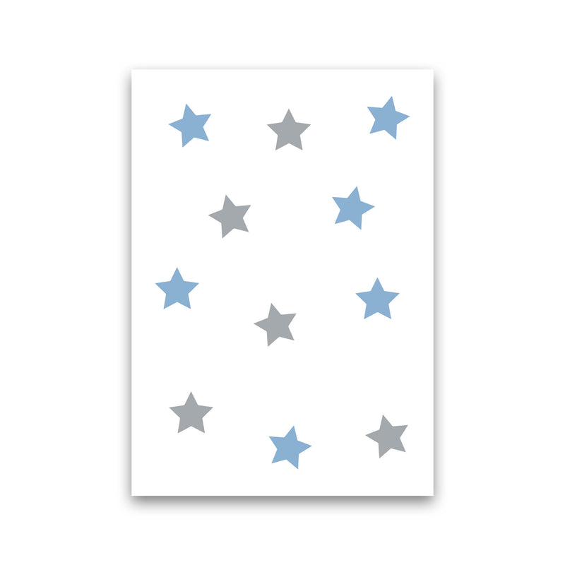 Blue And Grey Stars Framed Nursey Wall Art Print Print Only