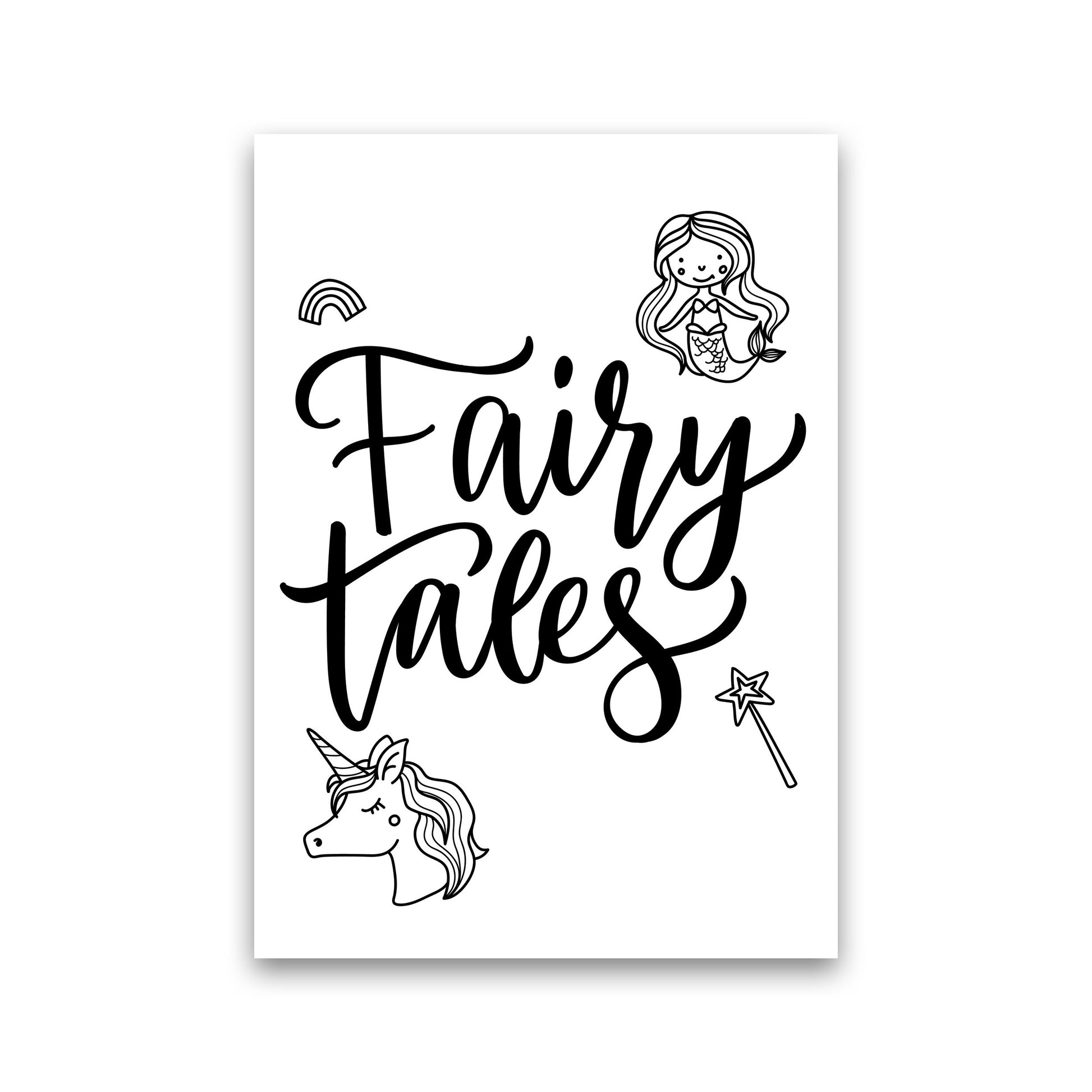 Fairy Tales Black Framed Nursey Wall Art Print Print Only