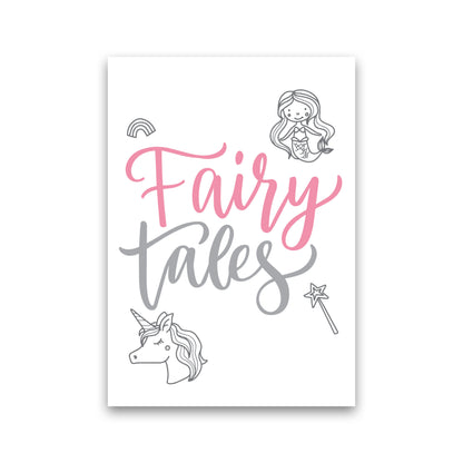 Fairy Tales Pink And Grey Framed Nursey Wall Art Print Print Only