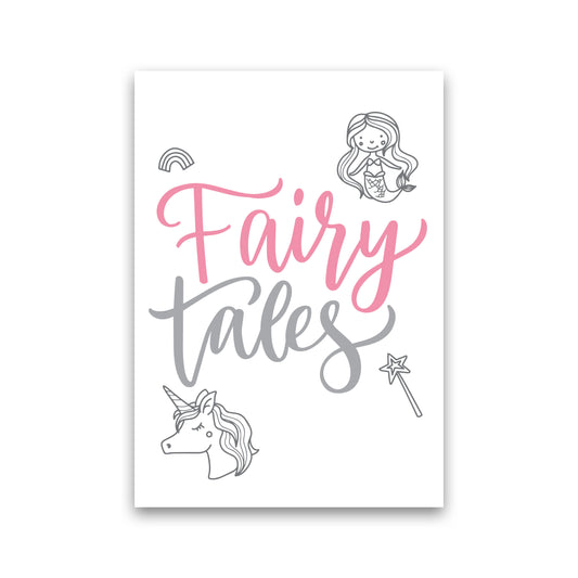 Fairy Tales Pink And Grey Framed Nursey Wall Art Print Print Only