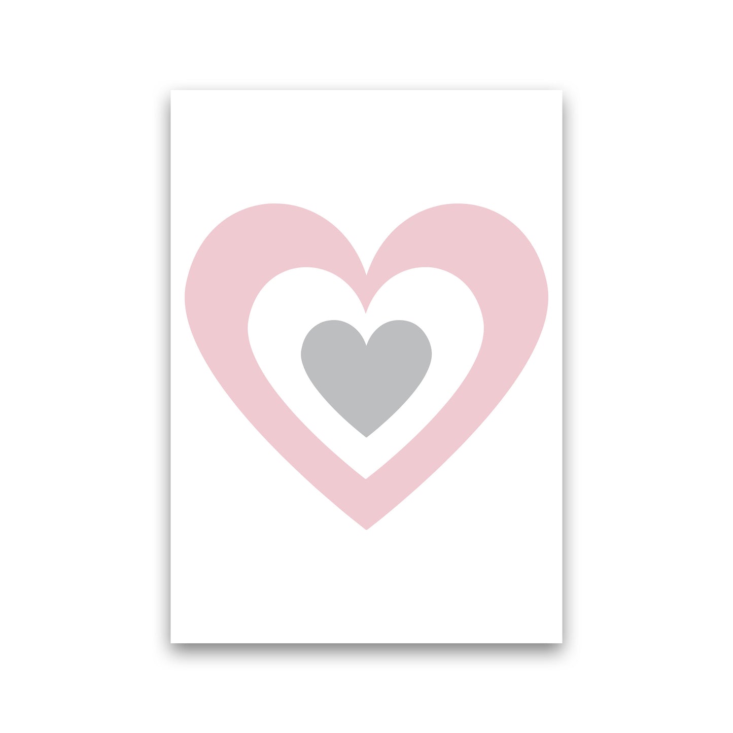 Pink And Grey Heart Modern Print Print Only