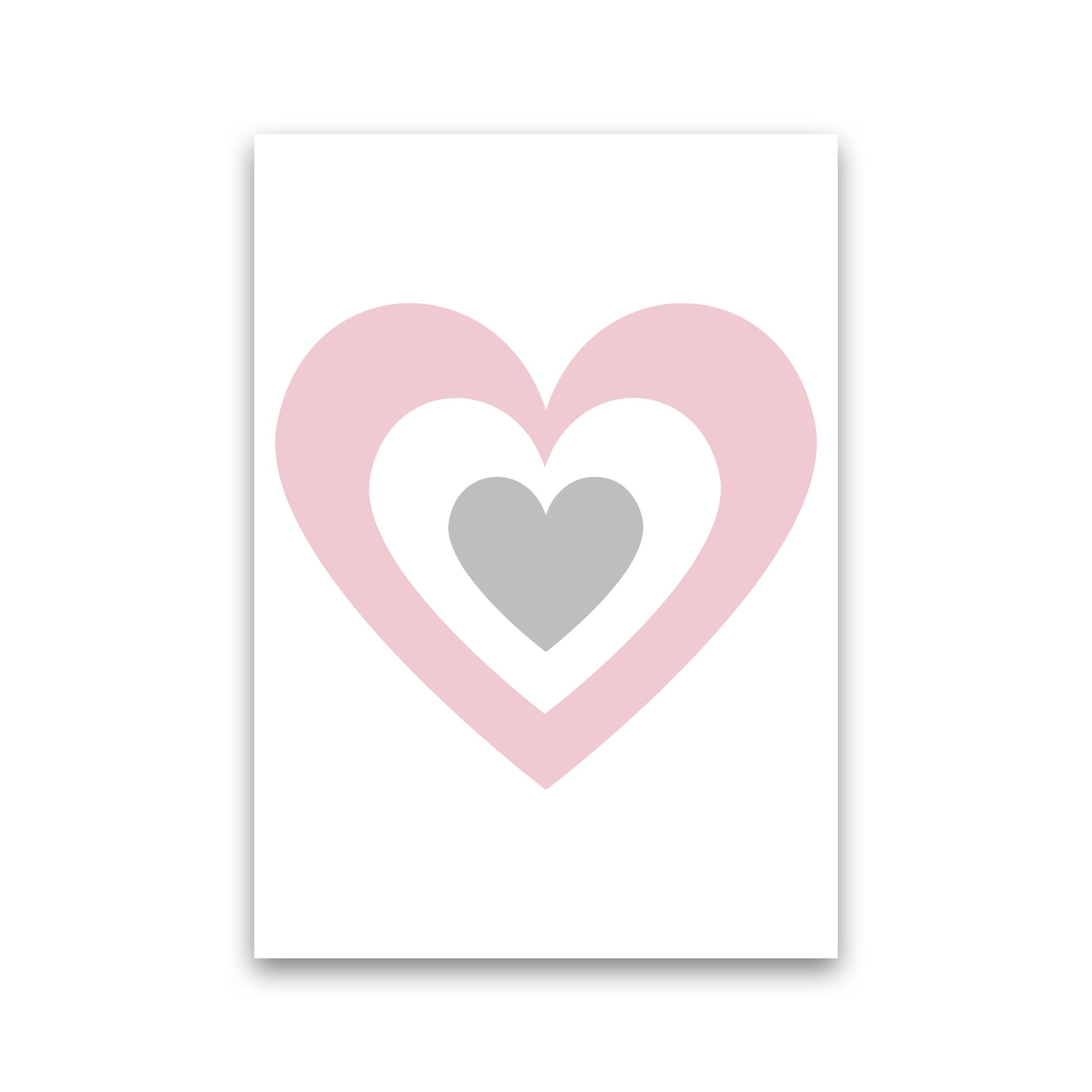 Pink And Grey Heart Modern Print Print Only