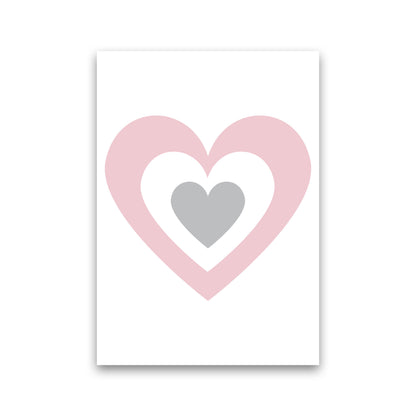 Pink And Grey Heart Modern Print Print Only