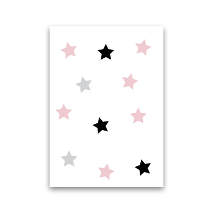 Pink Black And Grey Stars Modern Print Print Only