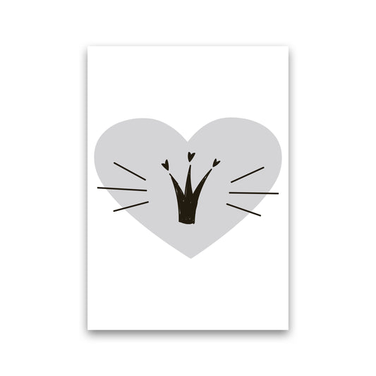 Crown With Grey Heart Framed Nursey Wall Art Print Print Only