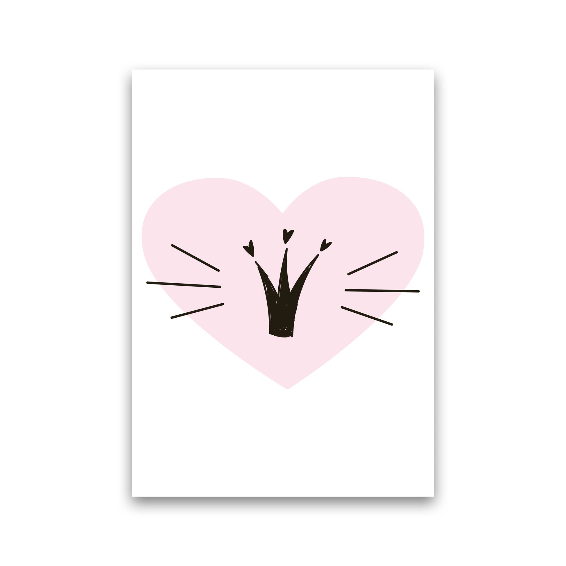Crown With Pink Heart Framed Nursey Wall Art Print Print Only