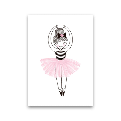 Girl&#39;s Ballerina Drawing Multi Set Illustration Wall Art Poster Print Print Only