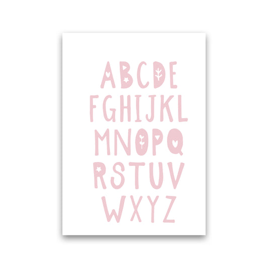 Baby Pink Alphabet Framed Nursey Wall Art Print Print Only