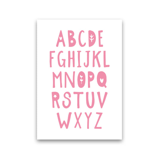 Bright Pink Alphabet Framed Nursey Wall Art Print Print Only