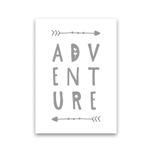 Adventure Grey Framed Typography Wall Art Print Print Only