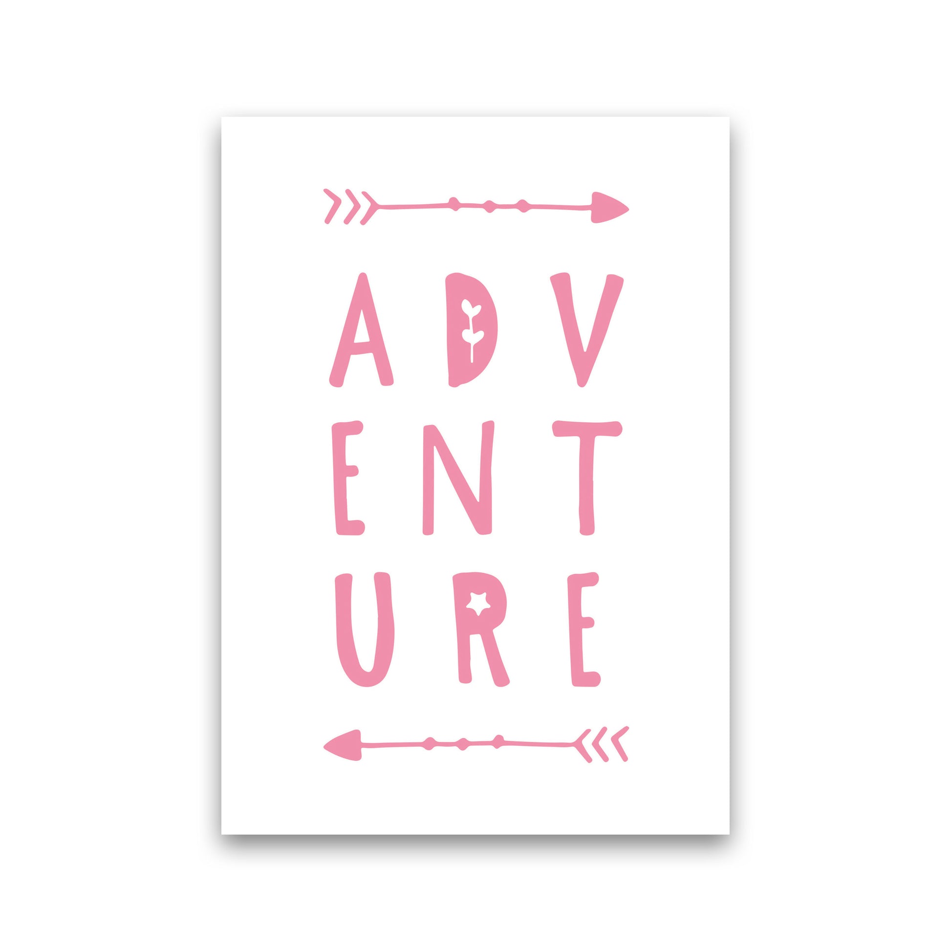 Adventure Pink Framed Typography Wall Art Print Print Only