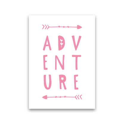 Adventure Pink Framed Typography Wall Art Print Print Only