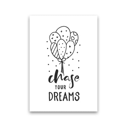Chase Your Dreams Black Framed Nursey Wall Art Print Print Only