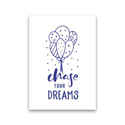 Chase Your Dreams Navy Framed Typography Wall Art Print Print Only