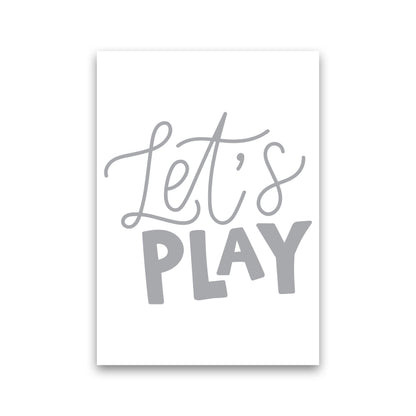 Let&#39;s Play Grey Framed Typography Wall Art Print Print Only
