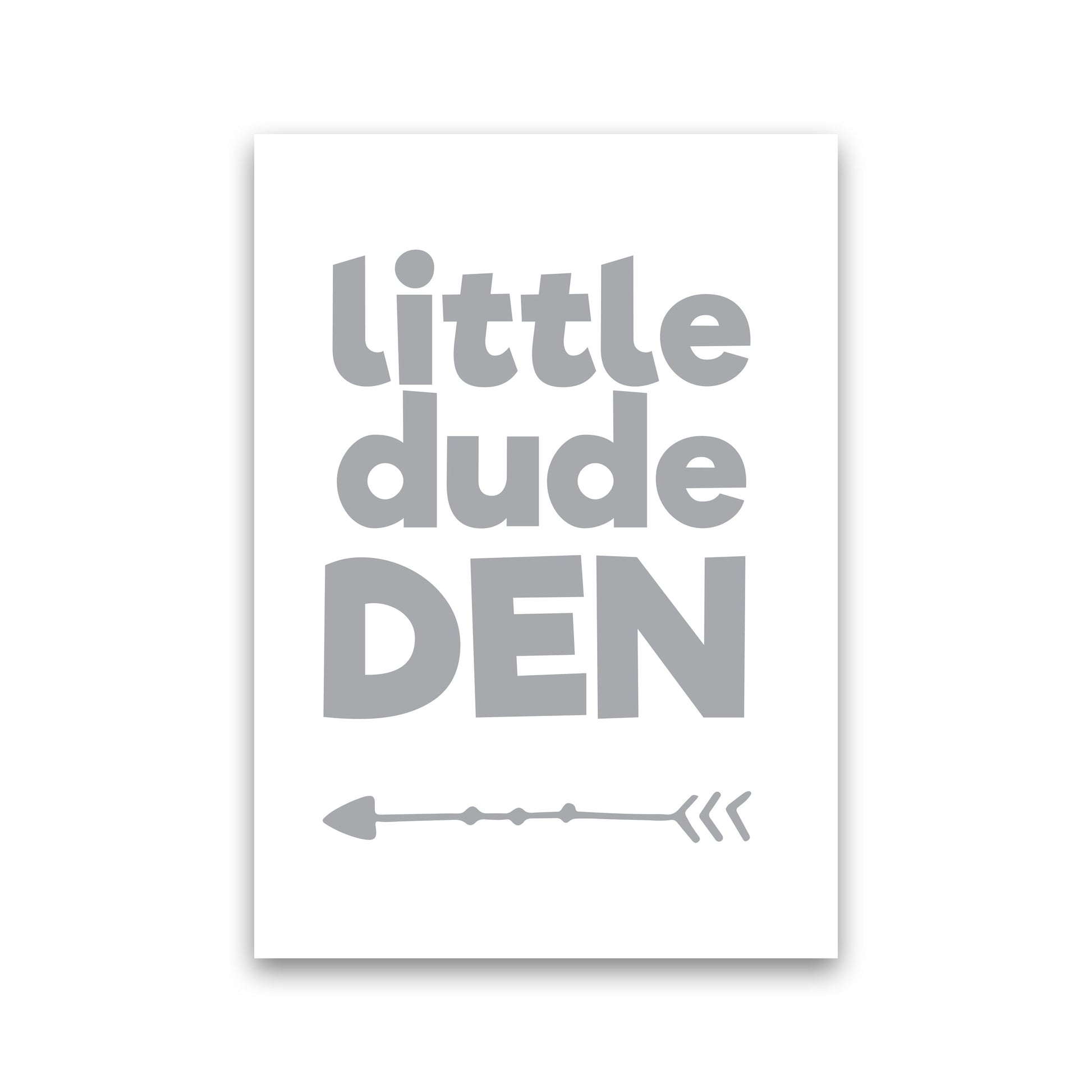 Little Dude Den Grey Framed Nursey Wall Art Print Print Only