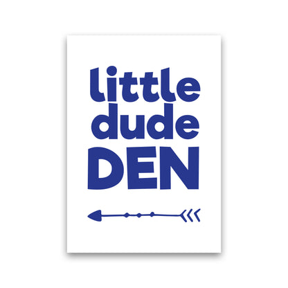 Little Dude Den Navy Framed Nursey Wall Art Print Print Only