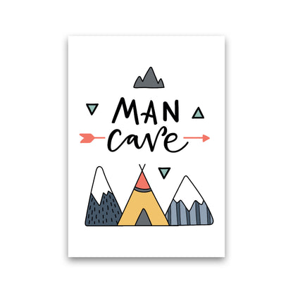 Man Cave Mountains Framed Typography Wall Art Print Print Only