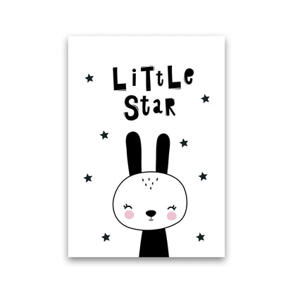 Little Star Bunny Framed Nursey Wall Art Print Print Only