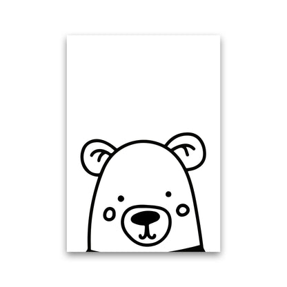 Black And White Bear Modern Print Animal Art Print Print Only