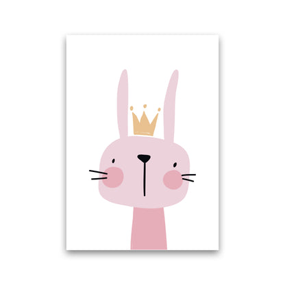 Pink Bunny Modern Print Animal Art Print Print Only