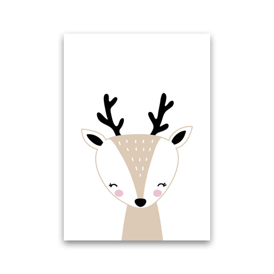 Scandi Beige Deer Framed Nursey Wall Art Print Print Only