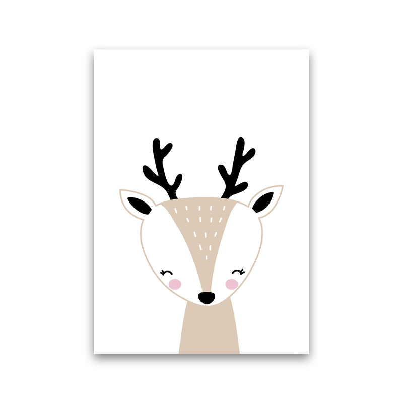 Scandi Beige Deer Framed Nursey Wall Art Print Print Only