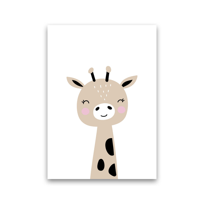 Scandi Brown Giraffe Framed Nursey Wall Art Print Print Only