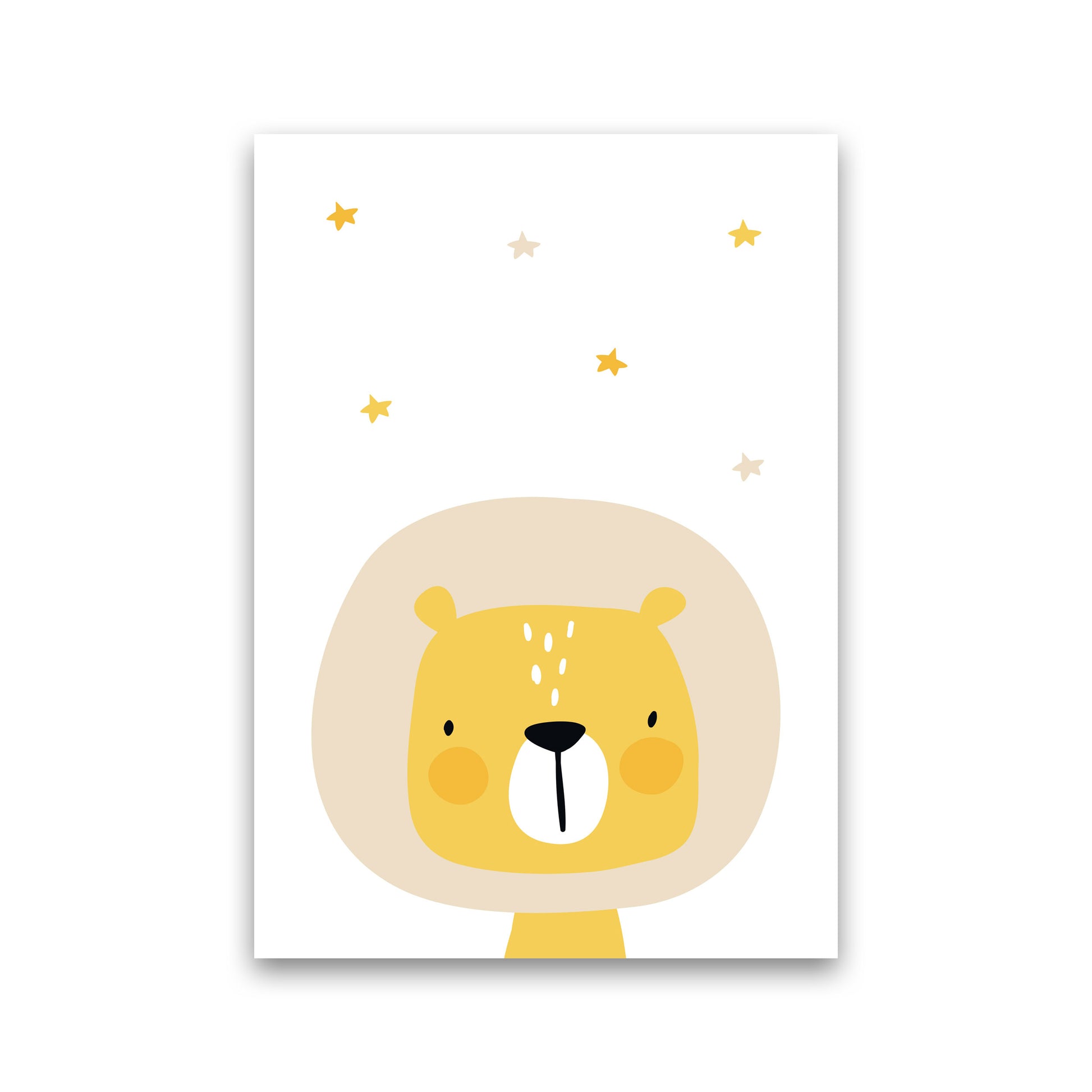 Scandi Lion And Stars Framed Nursey Wall Art Print Print Only