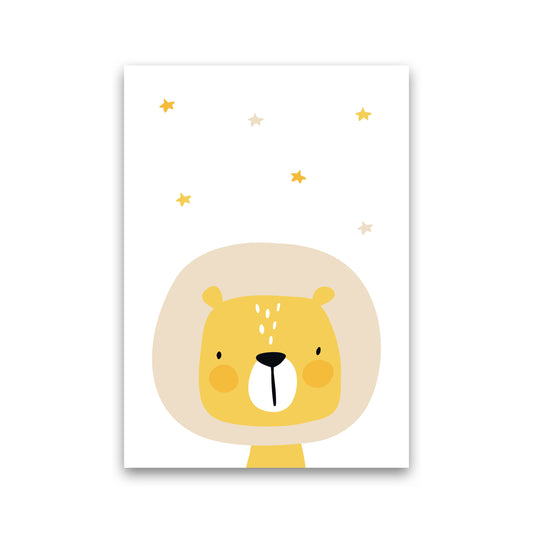 Scandi Lion And Stars Framed Nursey Wall Art Print Print Only