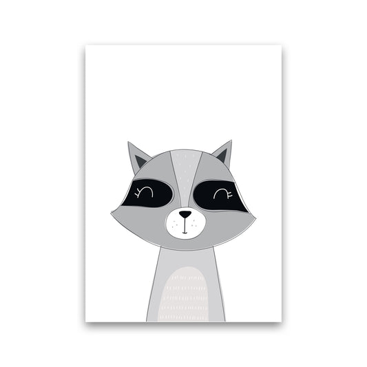 Scandi Raccoon Framed Nursey Wall Art Print Print Only