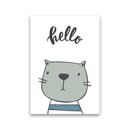 Hello Cat Modern Print Animal Art Print Print Only