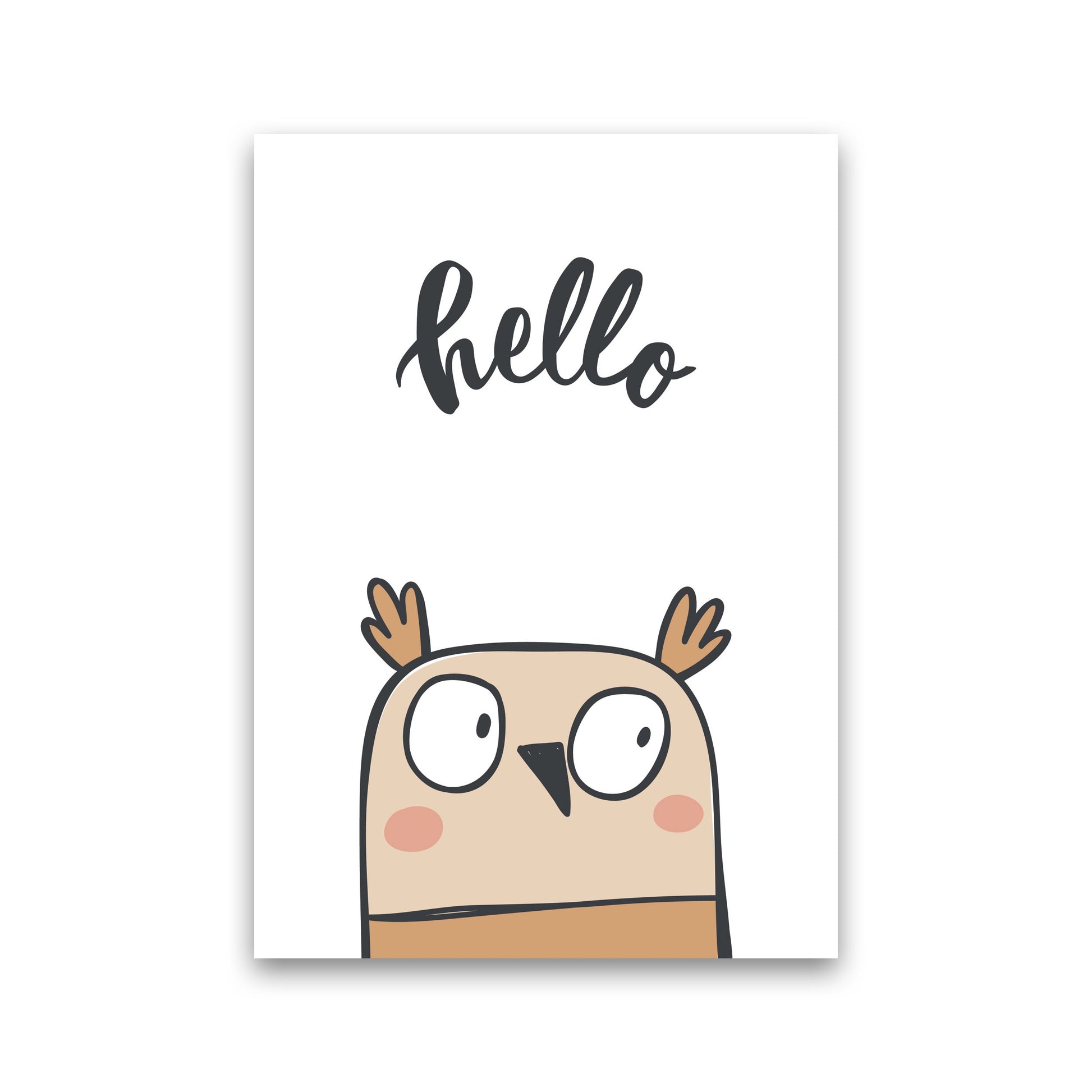 Hello Owl Modern Print Animal Art Print Print Only