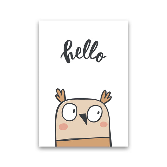 Hello Owl Modern Print Animal Art Print Print Only