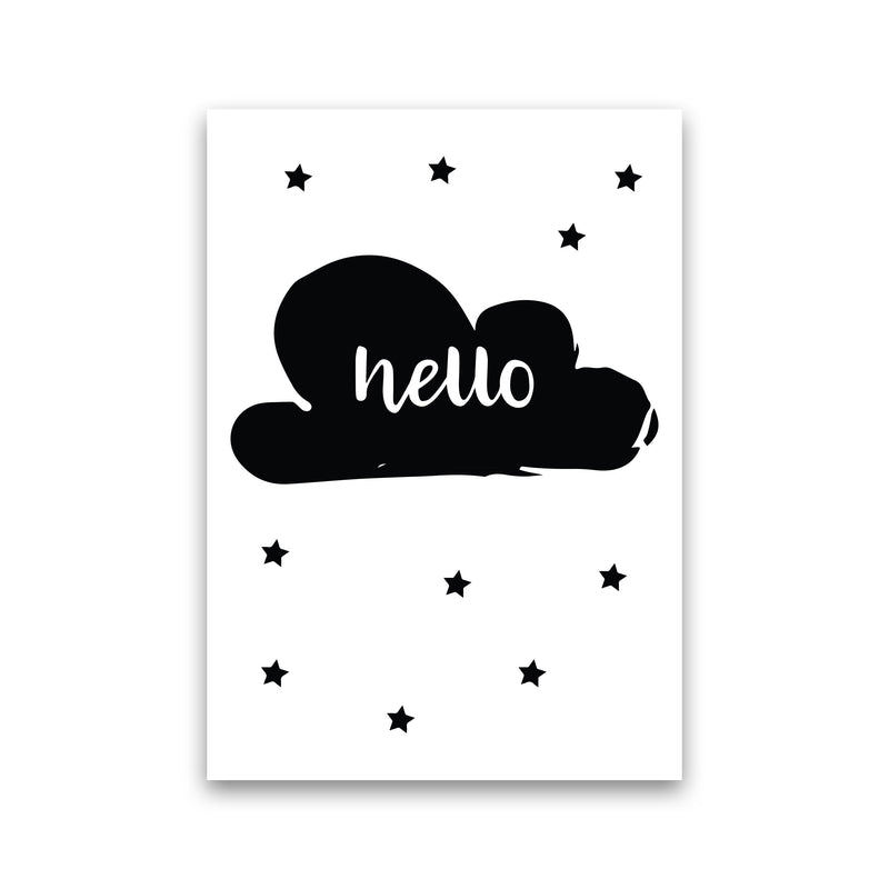 Hello Cloud Black Framed Nursey Wall Art Print Print Only