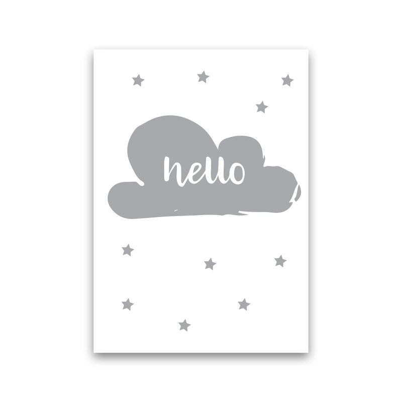Hello Cloud Grey Framed Nursey Wall Art Print Print Only