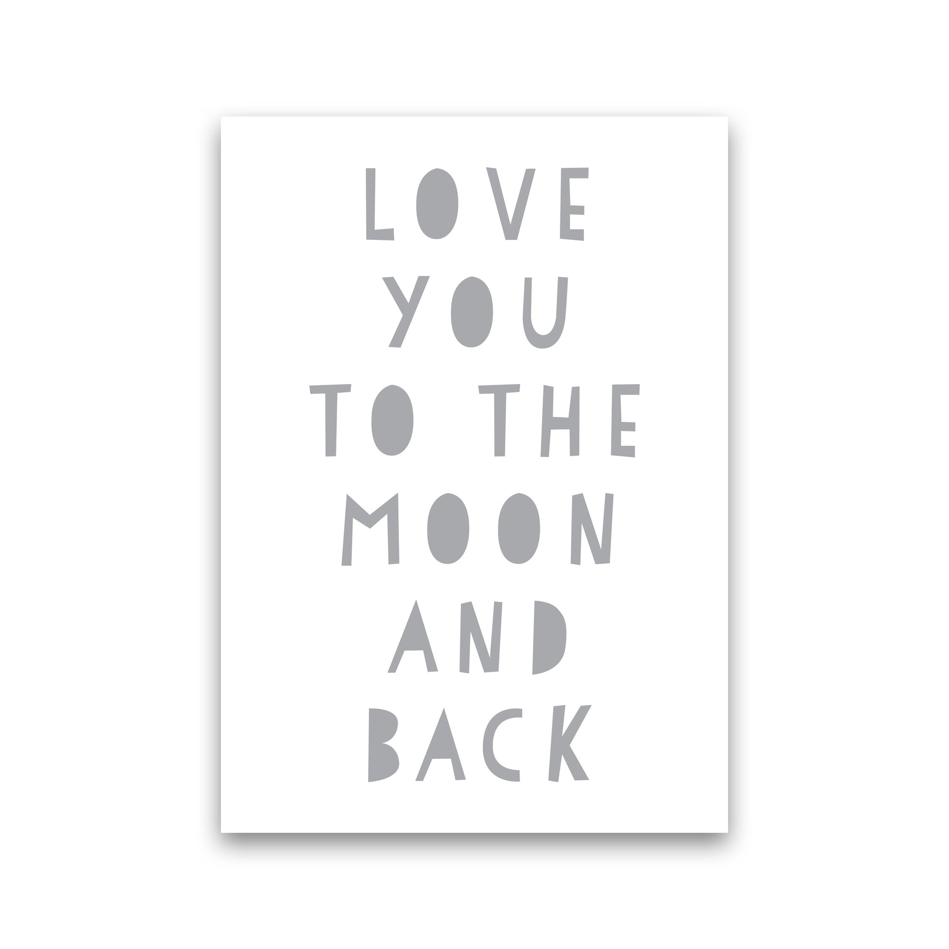 Love You To The Moon And Back Grey Framed Typography Wall Art Print Print Only
