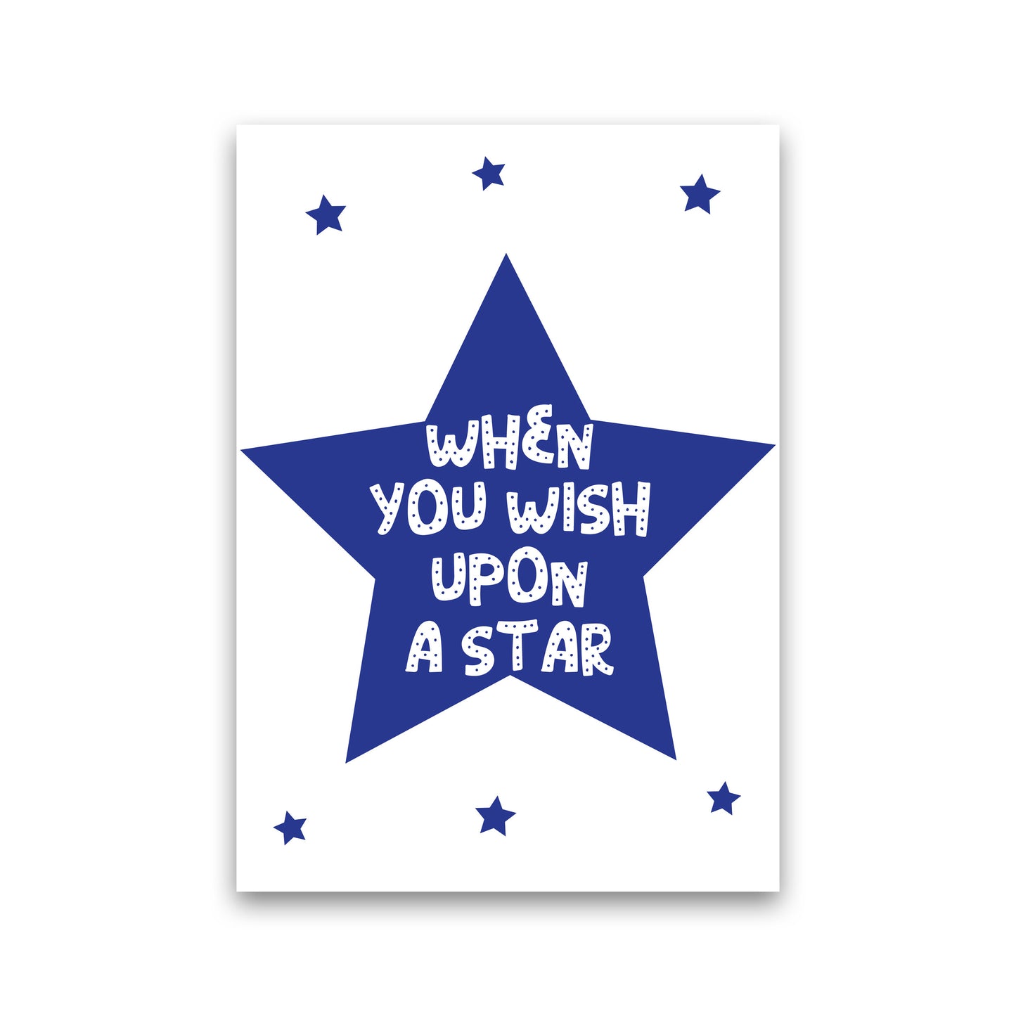 Wish Upon A Star Navy Framed Nursey Wall Art Print Print Only
