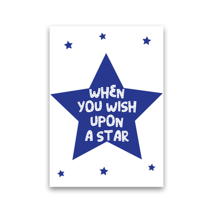 Wish Upon A Star Navy Framed Nursey Wall Art Print Print Only