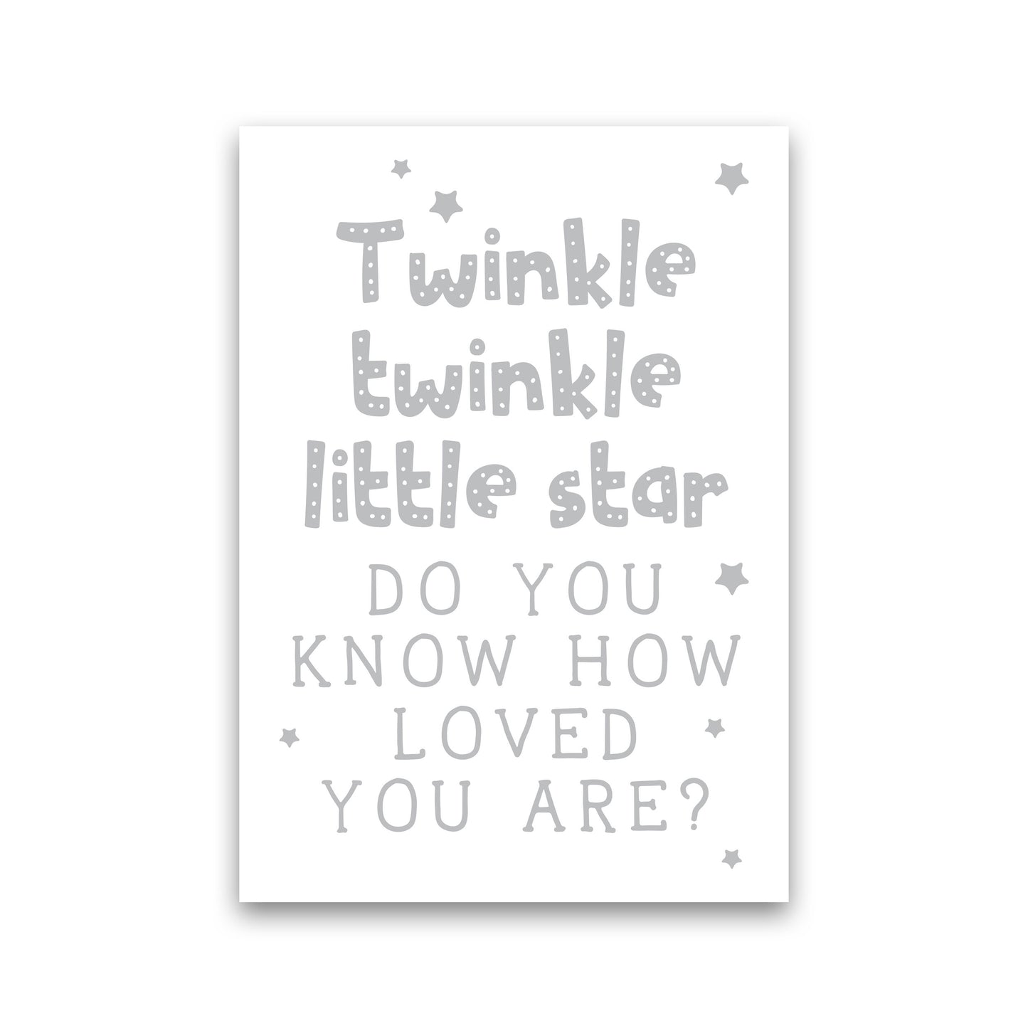Twinkle Twinkle Little Star Grey Framed Nursey Wall Art Print Print Only