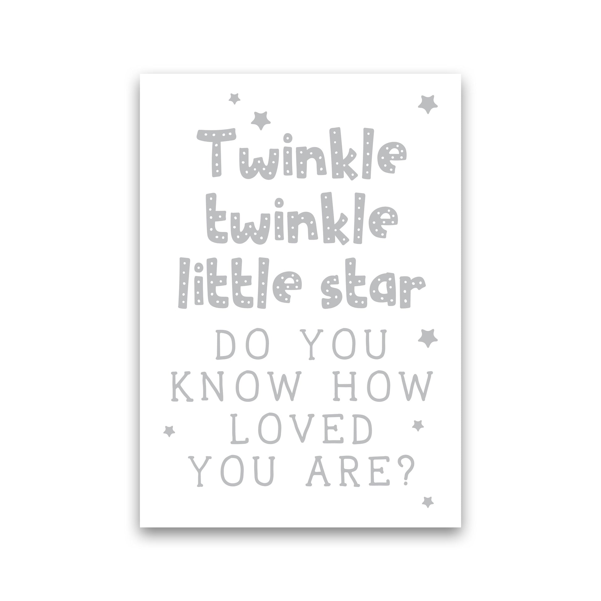 Twinkle Twinkle Little Star Grey Framed Nursey Wall Art Print Print Only
