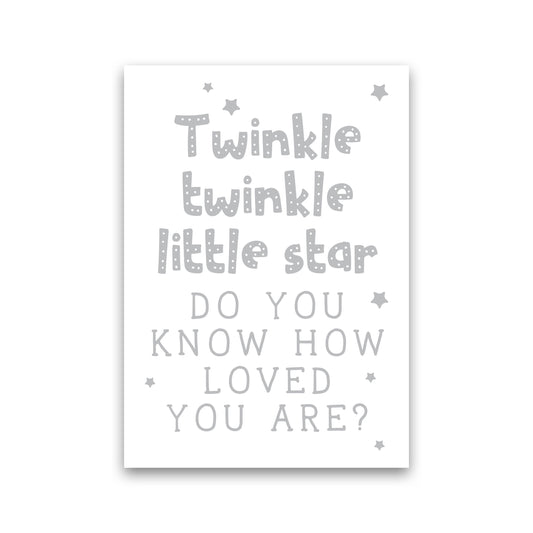 Twinkle Twinkle Little Star Grey Framed Nursey Wall Art Print Print Only