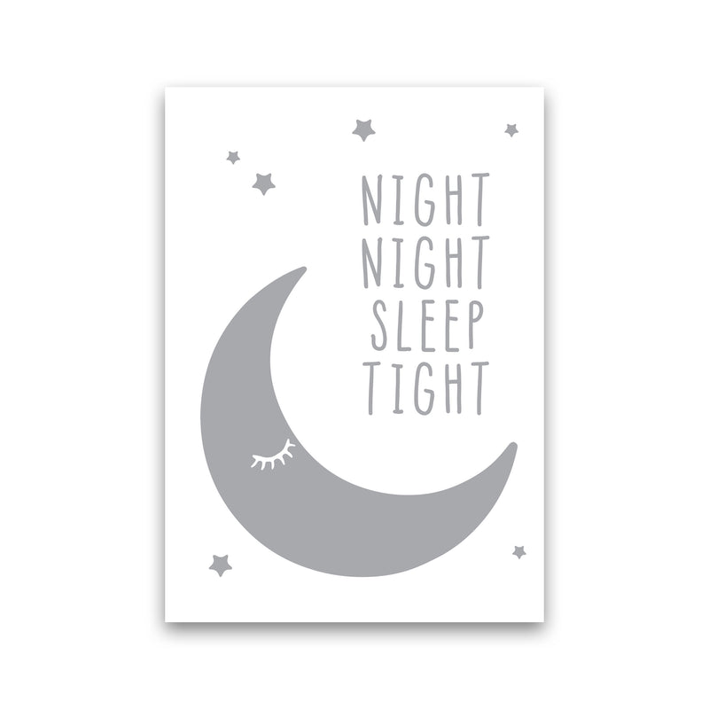 Night Night Moon Grey Framed Nursey Wall Art Print Print Only