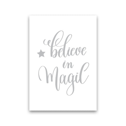 Believe In Magic Grey Framed Typography Wall Art Print Print Only