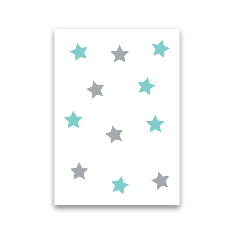 Mint And Grey Stars Framed Nursey Wall Art Print Print Only