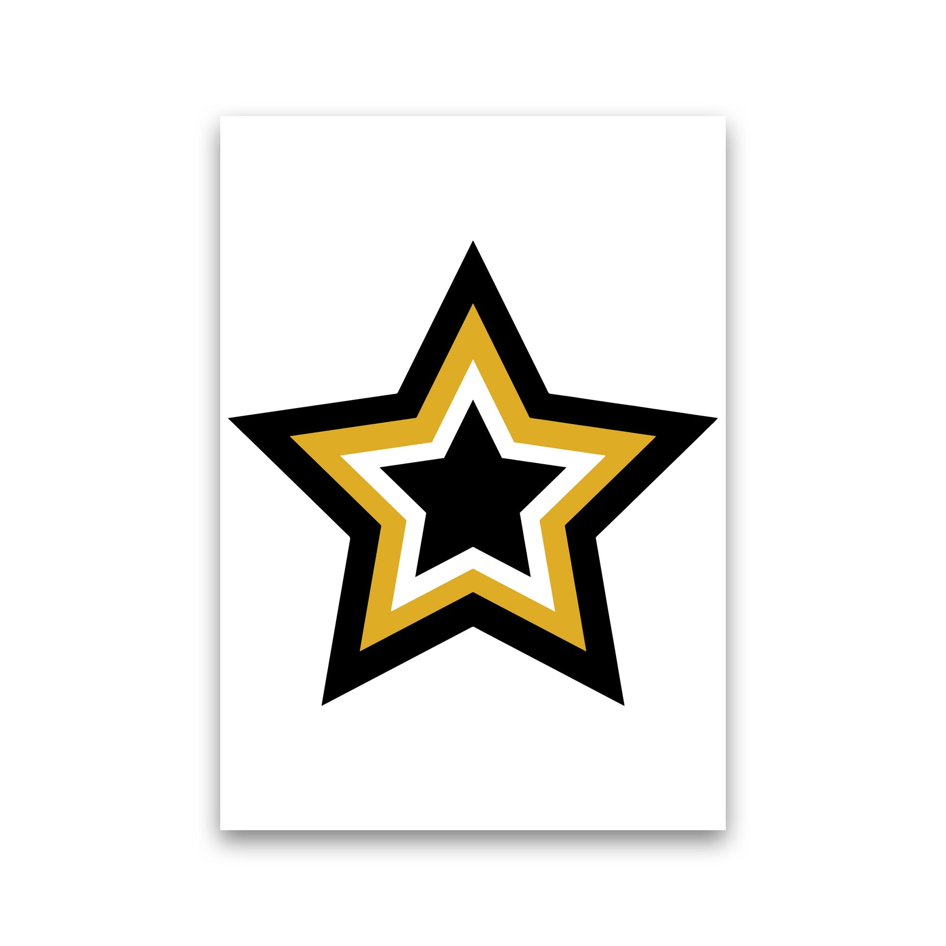 Mustard And Black Layered Star Modern Print Print Only