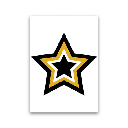 Mustard And Black Layered Star Modern Print Print Only