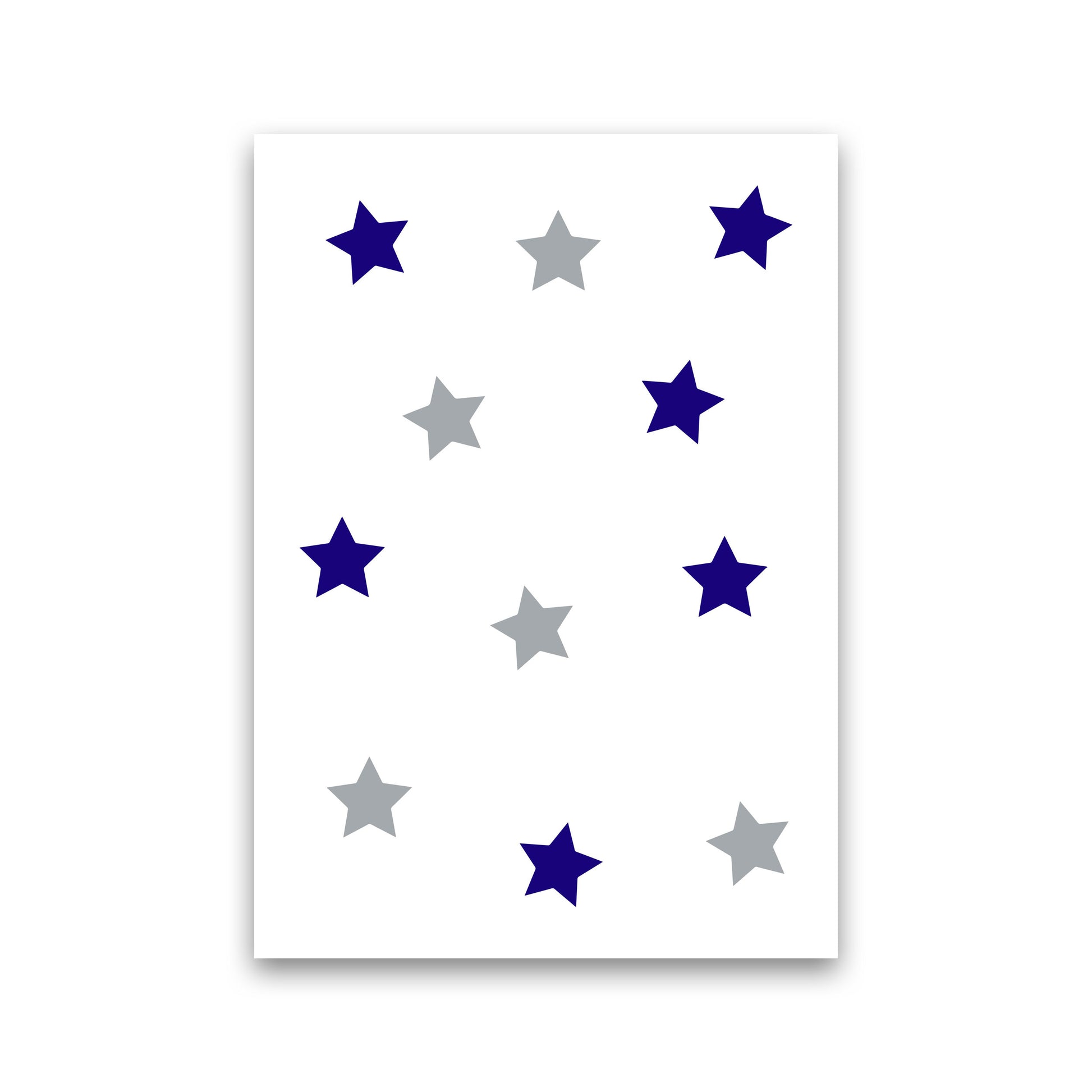 Navy And Grey Stars Modern Print Print Only
