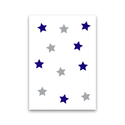 Navy And Grey Stars Modern Print Print Only
