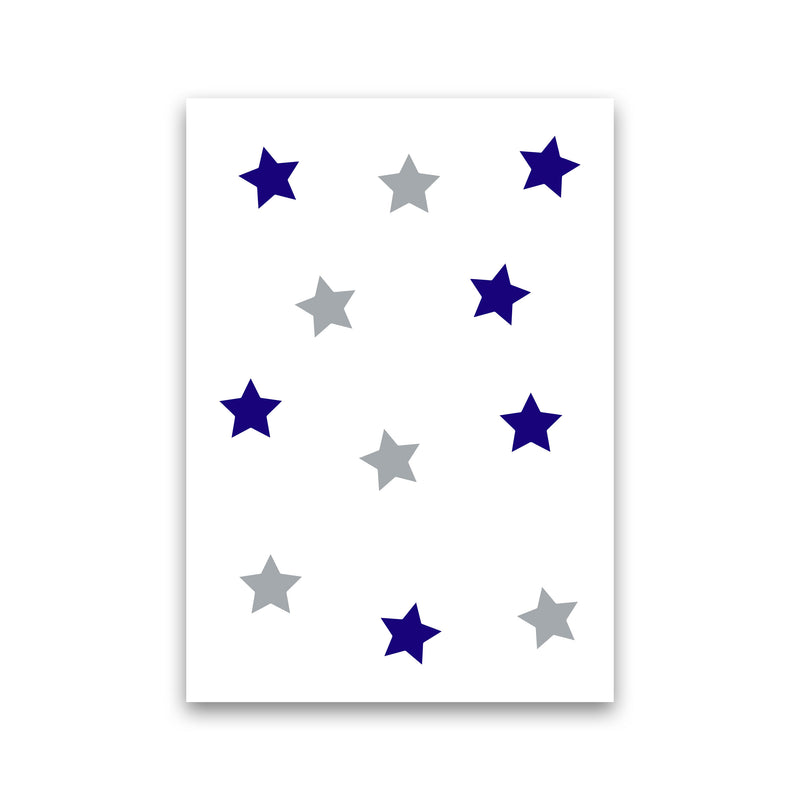 Navy And Grey Stars Modern Print Print Only